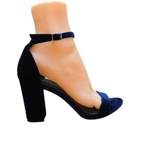Madden‎ Girl Beella Women's Velvet Ankle Strap Dress Heal Blue Sz 7.5